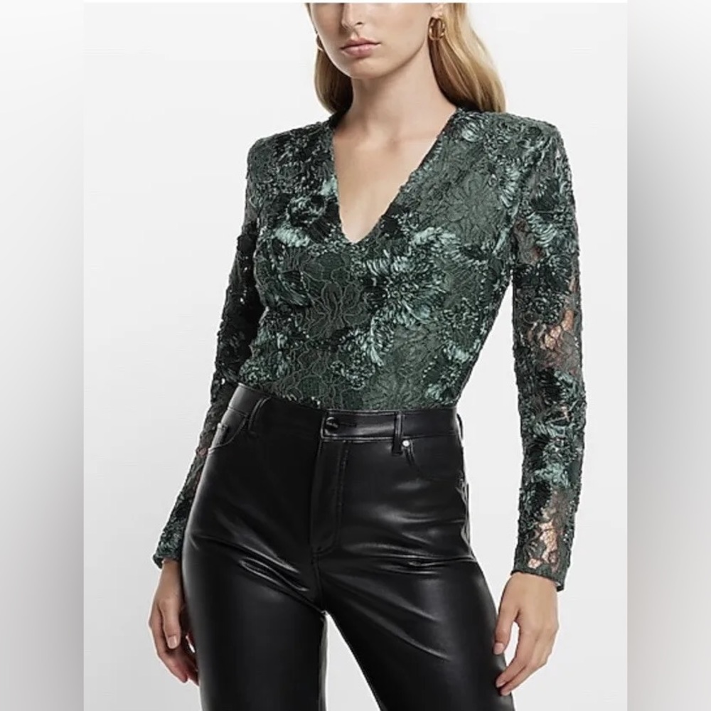 NEW Express Green Lace Bodysuit